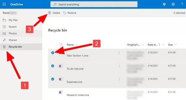 recuperar fotos excluídas do OneDrive