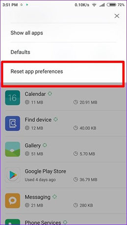 reset app preferences