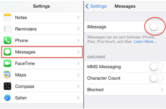 toggle imessage