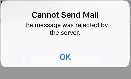 ios 11 mail rejected by server