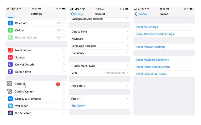iphone reset network setting